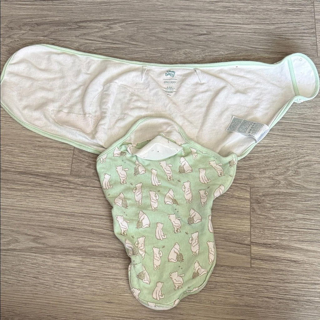 Disney Mint Green Baby Swaddle with Winnie the Pooh Bear Print