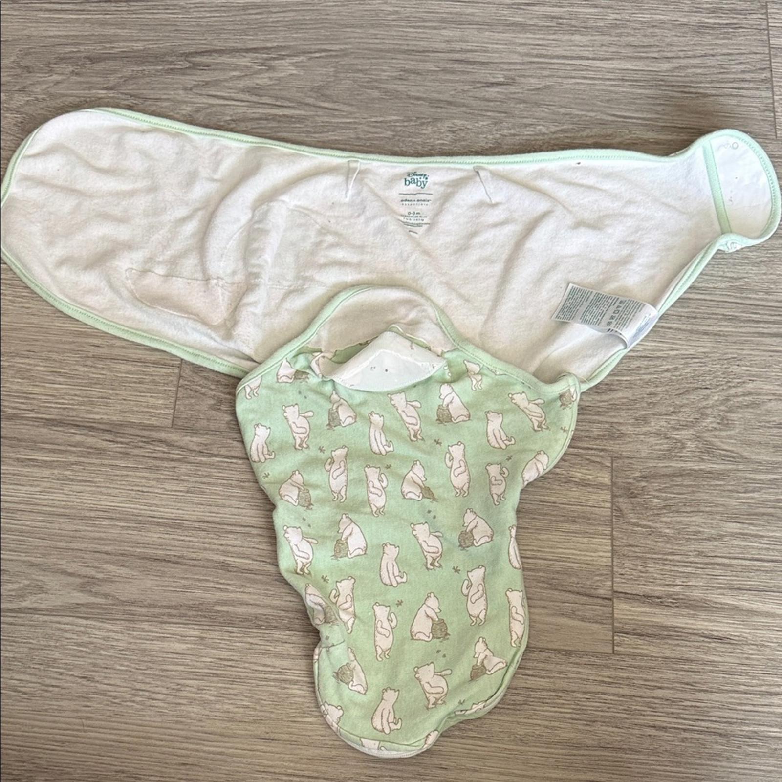 Disney Mint Green Baby Swaddle with Winnie the Pooh Bear Print
