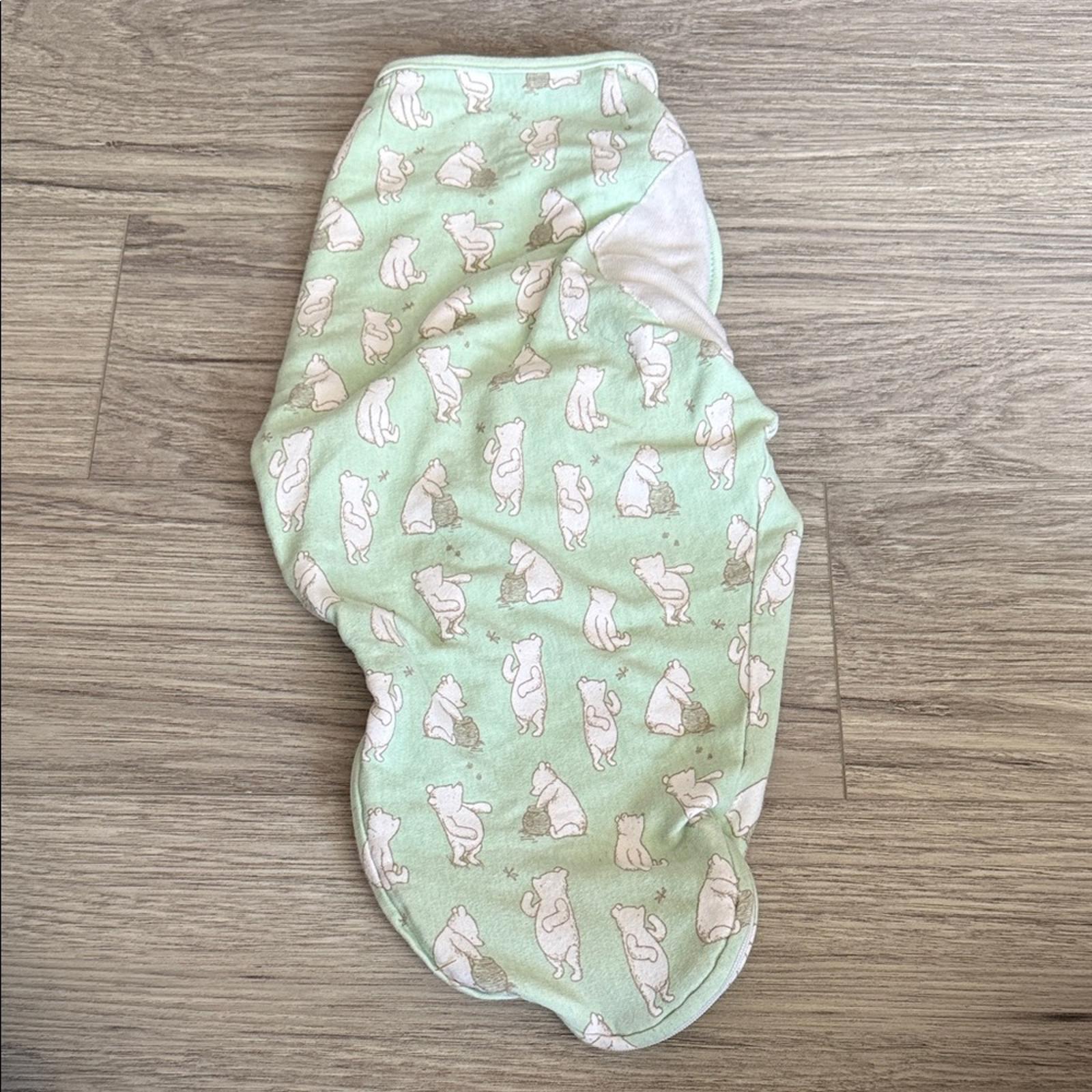 Disney Mint Green Baby Swaddle with Winnie the Pooh Bear Print