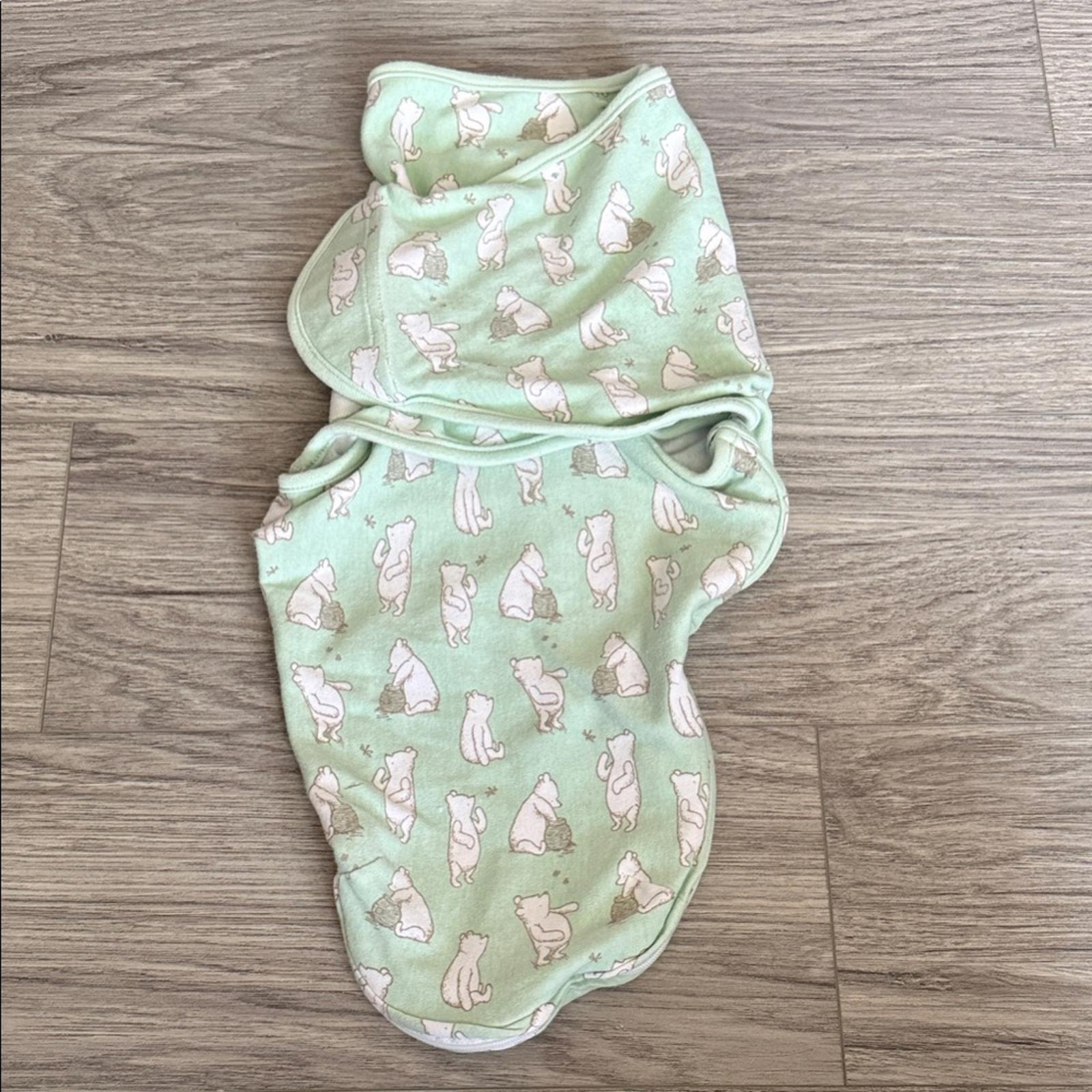 Disney Mint Green Baby Swaddle with Winnie the Pooh Bear Print