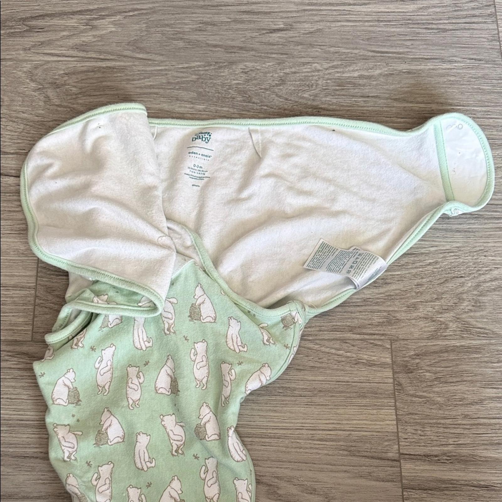 Disney Mint Green Baby Swaddle with Winnie the Pooh Bear Print