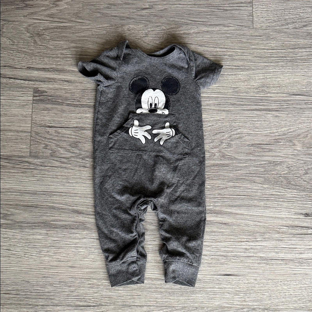 Disney Baby Gray Mickey Mouse Bodysuit Size 6-9 M